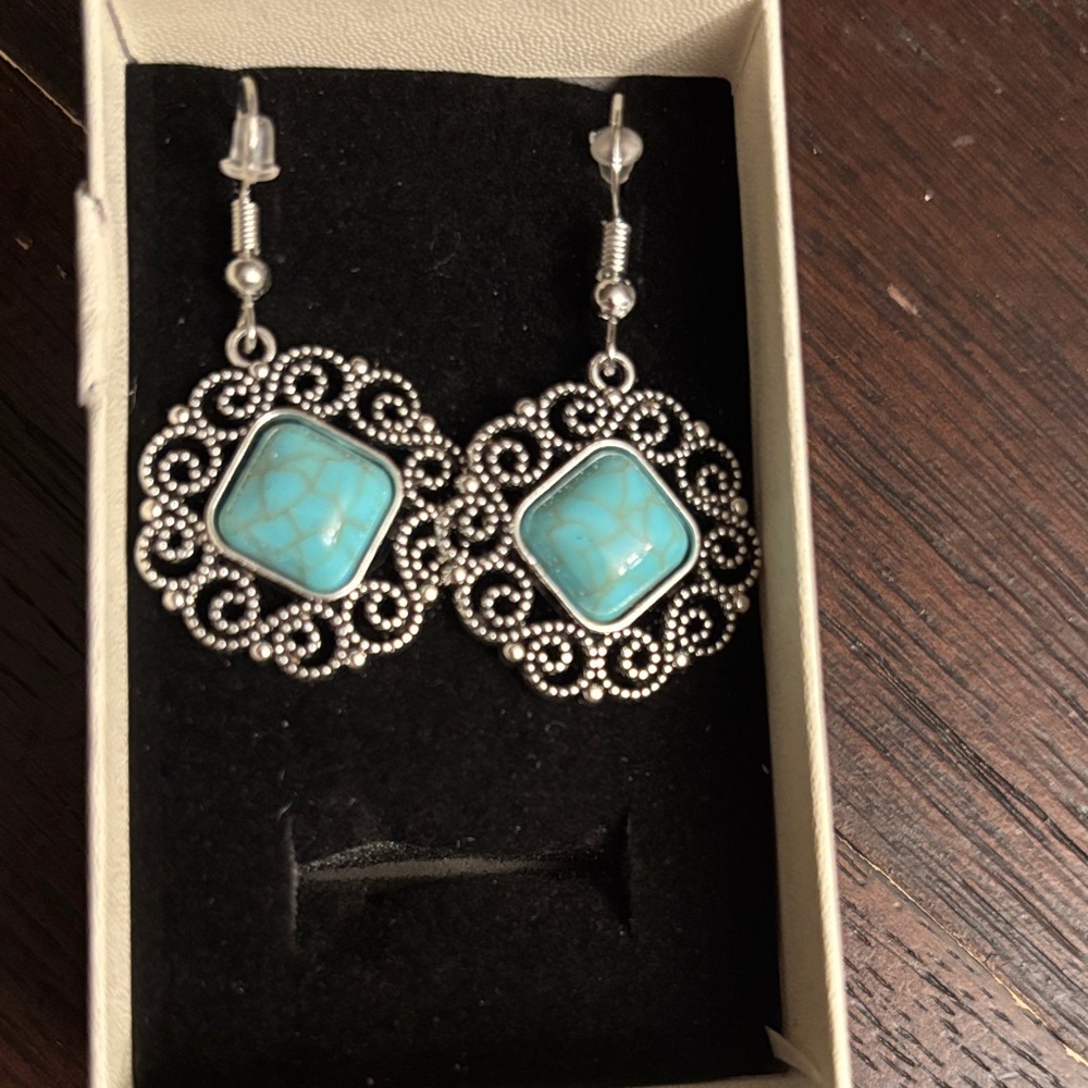 Elegant Silver and Turquoise Earrings